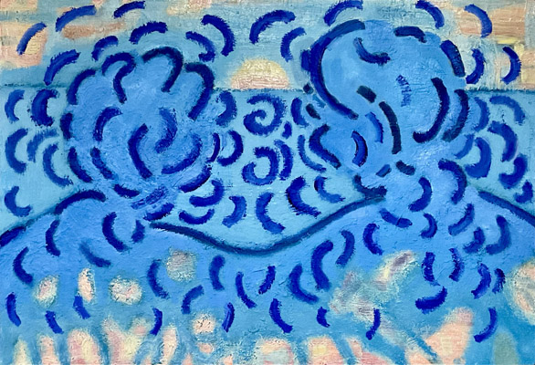 Double Portrait with Sunset - Oil on Wood - 2025 - 72 x 105 x 2 cm