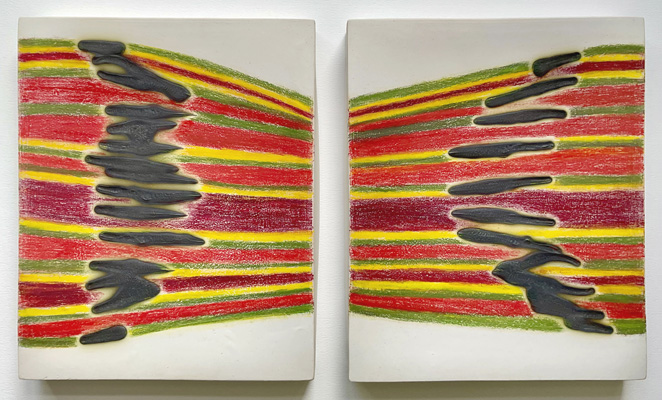 Stream - Mixed Media on Stoneware - 2025 - 30.5 x 53 x 3.5 cm