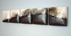 Five Part Horizon Ceramic Wallpiece: White Brown Black